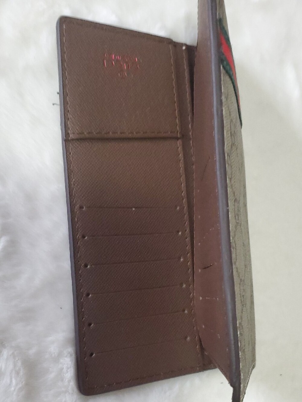 Beige GG Canvas Long Wallet with Red and Green Web Stripe - Picture 2 of 7